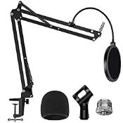 RRP £14.99 InnoGear Adjustable Microphone Stand with Mic Pop Filter