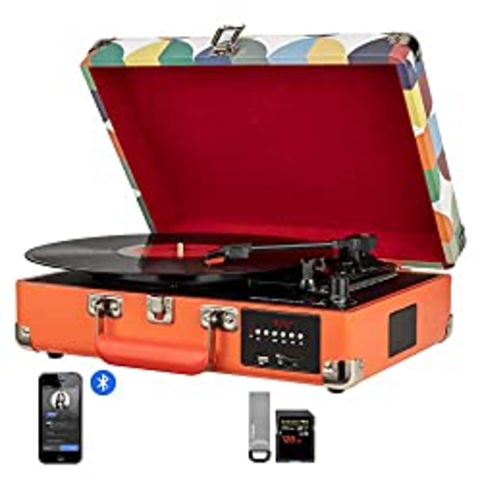 RRP £49.99 Bluetooth Record Player Belt-Drive 3-Speed Turntable Built-in Stereo Speakers