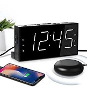 RRP £25.99 Mesqool Loud Alarm Clock with Bed Shaker for Deaf