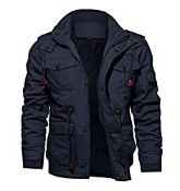 RRP £53.98 KEFITEVD Men's Winter Thermal Cargo Military Jacket