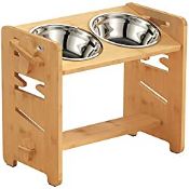 RRP £38.69 Vanbing Raised Dog Bowls for Large Dogs-Adjustable Bamboo Elevated Dog Bowls