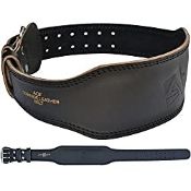 RRP £22.00 AQF Cow Hide Leather Belt 4" Weight Lifting Back Support