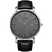 RRP £30.28 BUREI Ultra Thin Minimalist Modern Mens Watch Classy