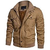 RRP £46.98 KEFITEVD Men's Warm Cargo Fleeced Jacket Casual Military