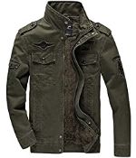 RRP £43.98 KEFITEVD Men's Winter Coat Fleece Warm Cargo Military