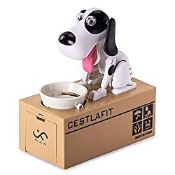 RRP £14.99 Cestlafit Cute Puppy Hungry Eating Dog Coin Bank