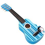 RRP £19.99 SOKA Wooden Stripe Striped Blue Pirate Guitar Childrens Musical Instrument