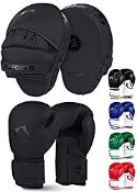 RRP £36.98 AQF Boxing Gloves & Pads Set for Training Kickboxing