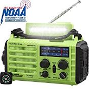 RRP £35.99 Solar Hand Crank Portable NOAA Weather Radio