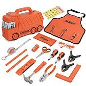 RRP £26.99 Hi-Spec 17 Piece Kids Orange Tool Kit Set with Truck