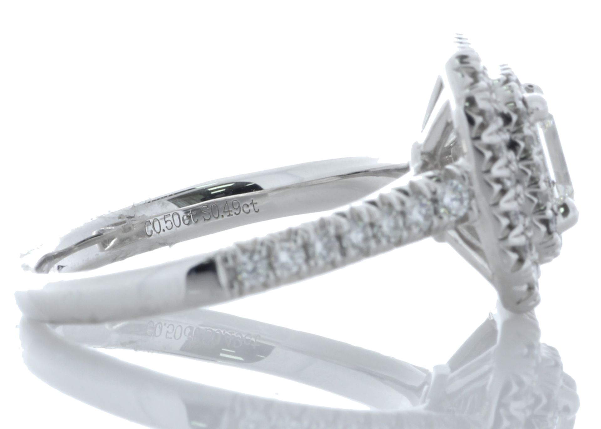 Platinum Single Stone With Halo Setting Ring 0.99 Carats - Valued by AGI £11,600.00 - Platinum - Image 2 of 4