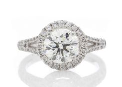 18ct White Gold Single Stone With Halo Setting Ring (1.64) 1.98 Carats - Valued by IDI £36,000.