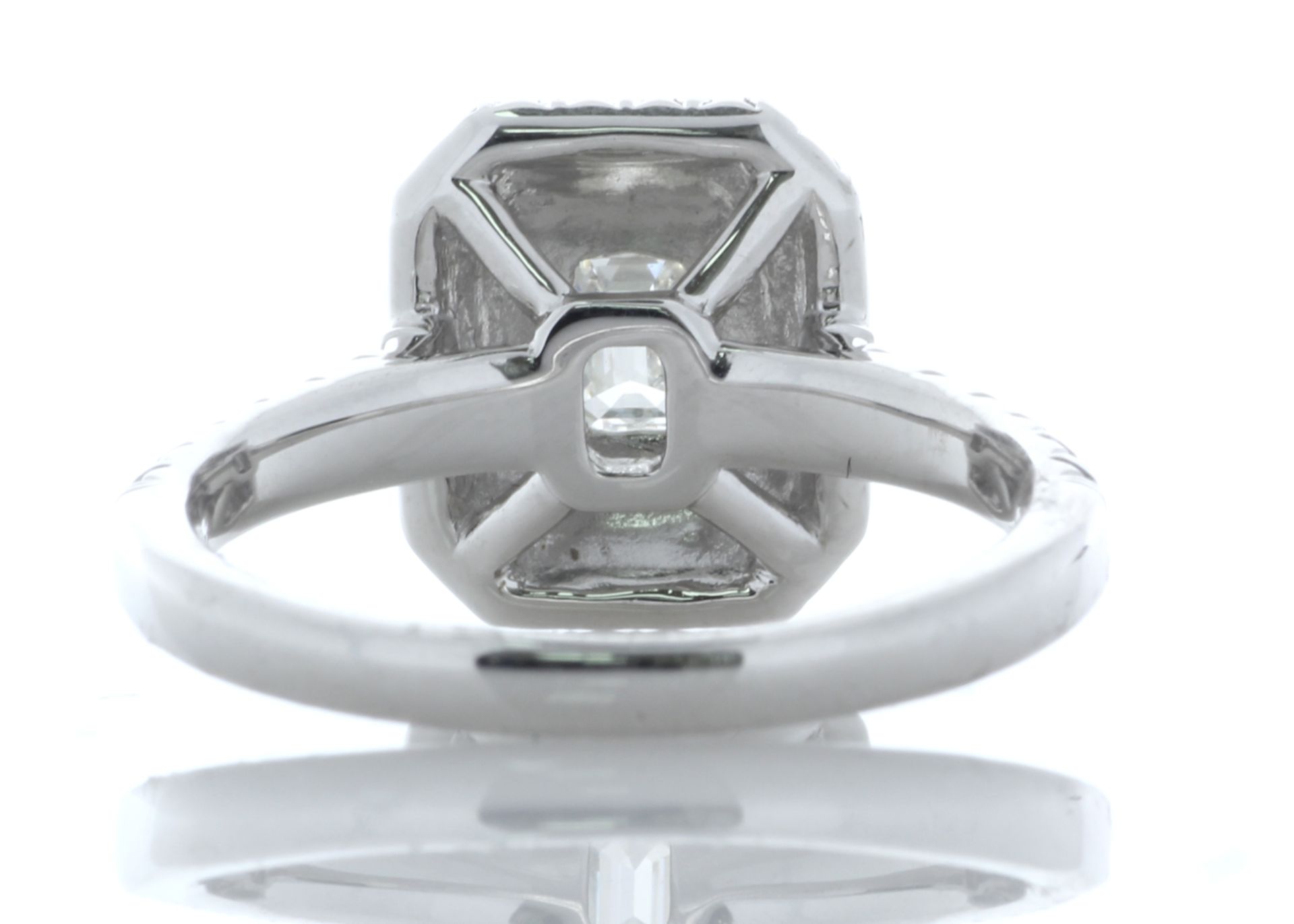 Platinum Single Stone With Halo Setting Ring 0.99 Carats - Valued by AGI £11,600.00 - Platinum - Image 3 of 4