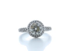 18ct White Gold Single Stone With Halo Setting Ring 1.39 Carats - Valued by IDI £7,500.00 - 18ct
