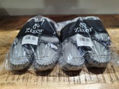 X 2 PAIRS MENS GREY SLIPPERS RRP £22Condition ReportAppraisal Available on Request - All Items are