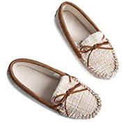 RRP £10.49 Zizor Women's Cozy Moccasin Slippers with Lacing