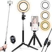 RRP £6.98 6 inch Selfie Ring Light with Tripod Stand & Phone
