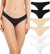 RRP £16.28 GVIANCXI Women's Low Rise Seamless Stretch Invisible Bikini Thong Panties