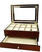 RRP £40.99 Mele & Co 1476 Harrison 10 Watch Walnut Finish Display Box