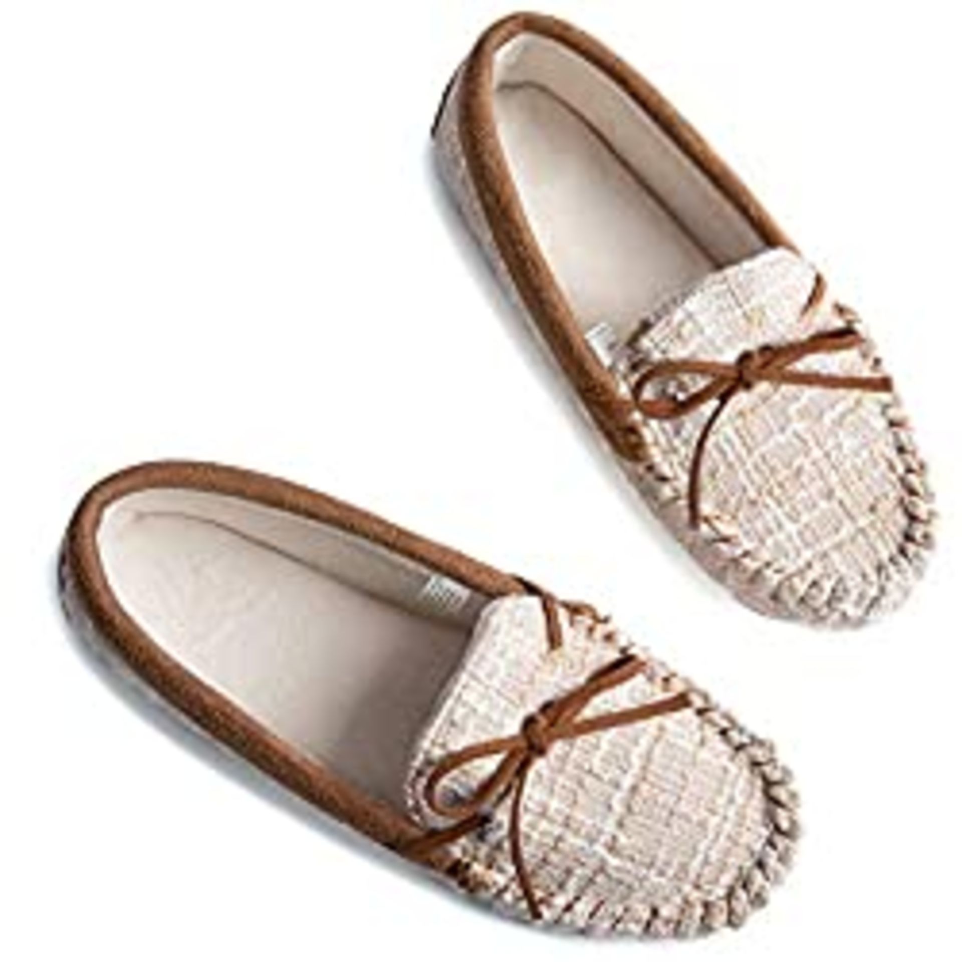 RRP £9.98 Zizor Women's Cozy Moccasin Slippers with Lacing