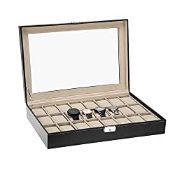 RRP £22.99 24 Watch Display Storage Box Jewelry Collection Case Organiser Holder