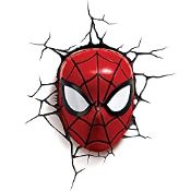RRP £22.00 3D Light FX 816733002224 Spiderman Marvel Spider Man Mask 3D Wall Light, Red