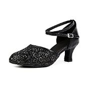 RRP £26.39 OCHENTA Womens Sequined Leather Pointed Toe Kitten