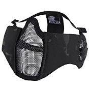 RRP £19.98 OneTigris 6" Foldable Half Face Airsoft Mesh Mask with Ear Protection