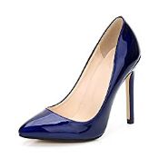 RRP £33.29 OCHENTA Women's Patent Leather Slip on Stiletto Dress Pump Ice Blue Tag 35-UK 2