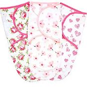 RRP £20.99 Mama Cheetah Organic Cotton Adjustable Swaddles (Large (3-6 Month), Pink/Green)