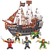 RRP £17.17 THE TWIDDLERS - Pirate Ship with Model Pirates - Toy for Kids and Enthusiasts