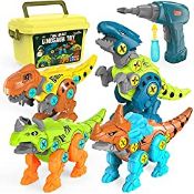 RRP £19.99 Dreamon Take Apart Dinosaur Toys for Kids with Storage Box Electric Drill