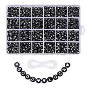 RRP £14.99 1850 pcs Acrylic A-Z Letter Beads Round Black Alphabet