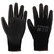 RRP £14.99 Straame Pack of 12 or 24 Black Safety Work Gloves