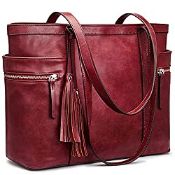 RRP £35.99 S-ZONE PU Leather Tote Bag Large Handbags Shoulder