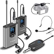 RRP £69.98 Wireless Headset Lavalier Microphone System