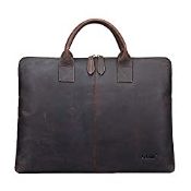 RRP £44.99 S-ZONE 15.6 Inch Leather Briefcase Laptop Bag Business
