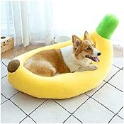 RRP £20.98 YJZQ Banana Cat Bed Soft Plush Pet Boat House Warm