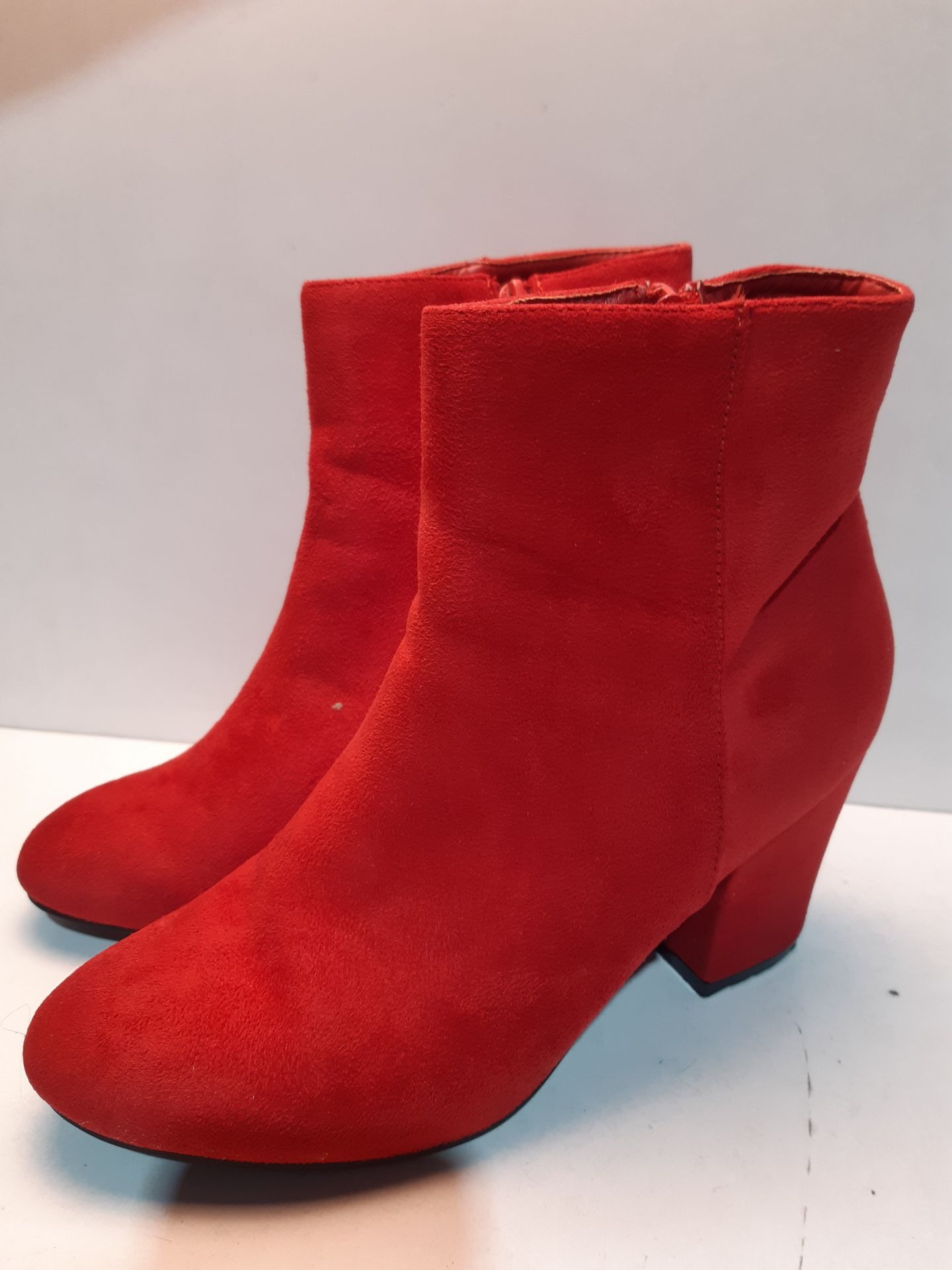 RRP £36.48 Allegra K Women's Side Zip Chunky Heel Ankle Boots Red 6 UK/Label Size 8 US - Image 2 of 2