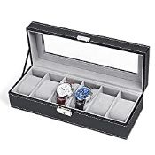 RRP £19.99 HAITRAL 6 Slot Leather Watch Box_Luxury Display Case