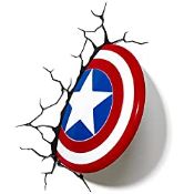 RRP £20.00 3D Light FX 816733002187 Marvel Captain America Shield 3D Wall Light