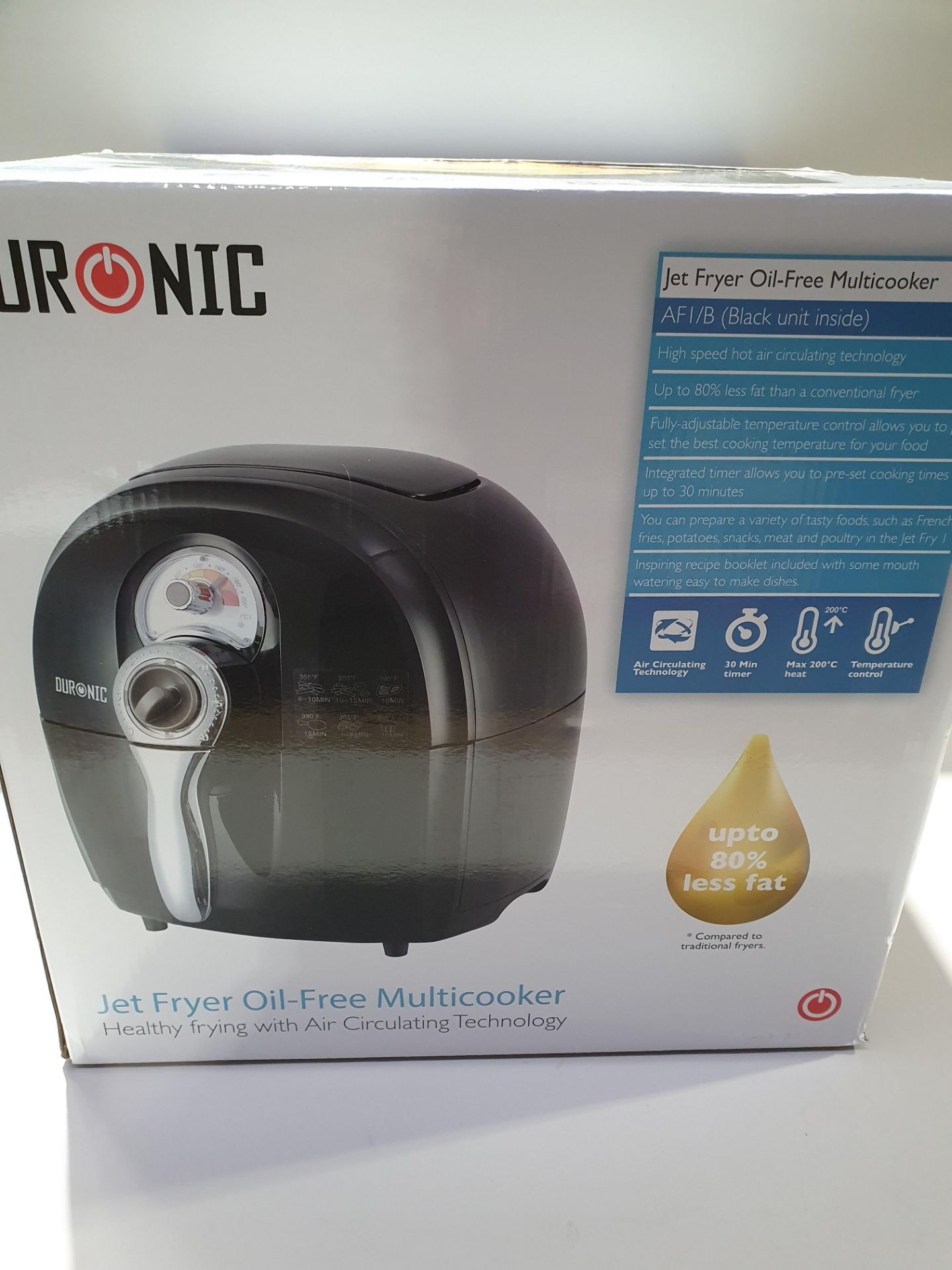 RRP £63.74 Duronic Air Fryer AF1 /B BLACK| Oil-Free & Low-Fat