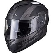 RRP £83.99 Black Optimus II Destination Flip Front Solid Motorcycle Helmet M Matt Titanium