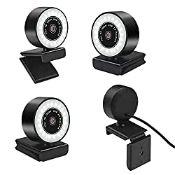 RRP £19.99 LionRoar 2K Webcam with Ring Light & Microphone