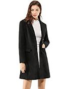 RRP £60.48 Allegra K Women's Notched Lapel Single Breasted Outwear Winter Coat Blacks 24