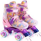 RRP £49.99 GVDV Roller Skates for Girls - Adjustable Size Double Roller Skates