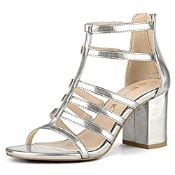 RRP £26.99 Allegra K Women's Strappy Chunky Gladiator Heel Sandals