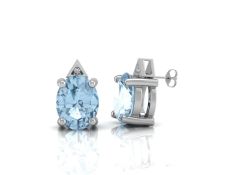 9ct White Gold Diamond And Blue Topaz Earring 0.01 Carats - Valued by GIE £899.00 - A beautiful oval