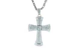 18ct White Gold Diamond Cross Pendant on 18 Inch Chain 5.12 Carats - Valued by AGI £23,810.00 - A