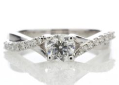 18ct White Gold Single Stone diamond Ring With Stone Set Shoulders (0.52) 0.72 Carats - Valued by